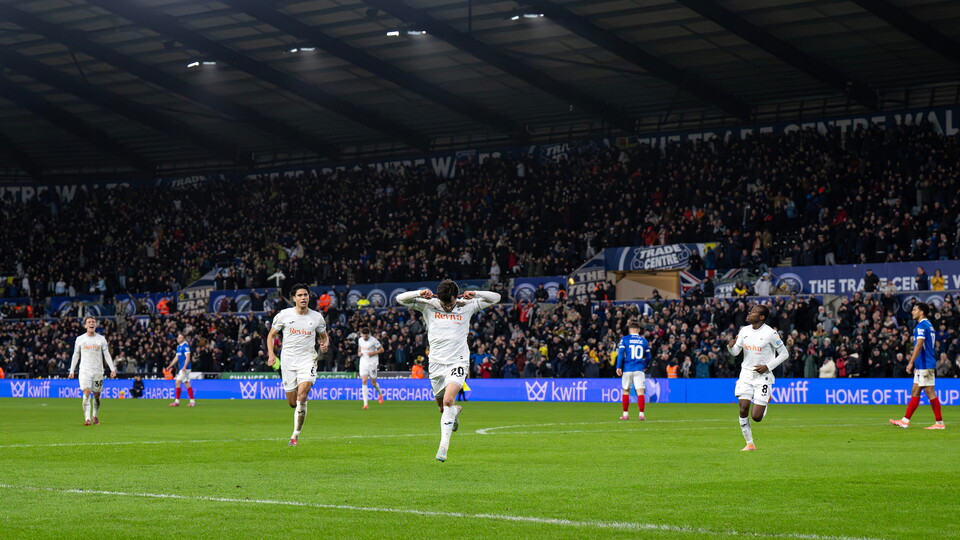 Liam Cullen celebrates his goal against Portsmouth